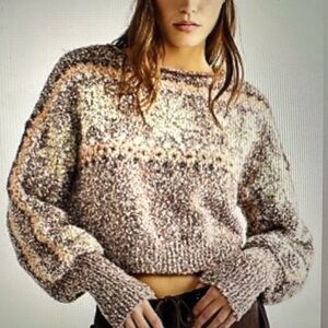 Free People Sweater Brown Gingerbread cropped